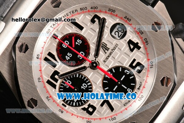 Audemars Piguet Royal Oak Offshore Panda Chrono Swiss Valjoux 7750 Automatic Steel Case with Black Leather Strap White Dial and Black Markers - 1:1 Original (J12) - Click Image to Close